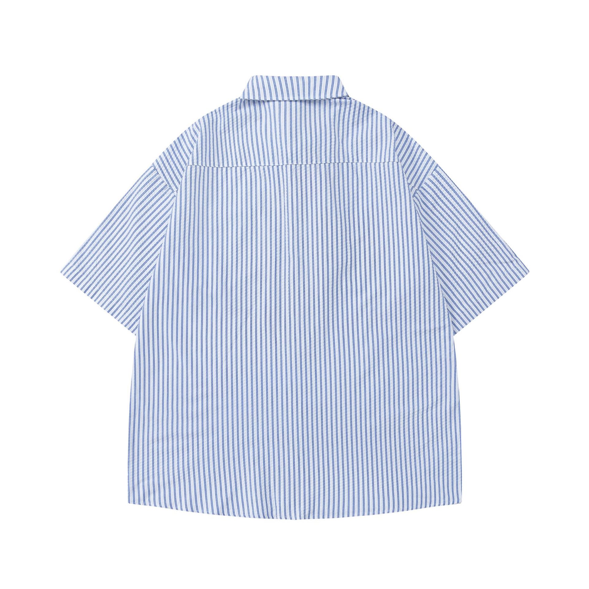 [당일발송/주문폭주] 가바바  남녀공용 줄무늬 넥타이 세로 스트라이프 카라 반팔 셔츠 G77167 상세 이미지 12